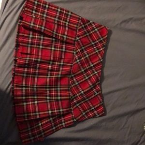 Red plaid skirt